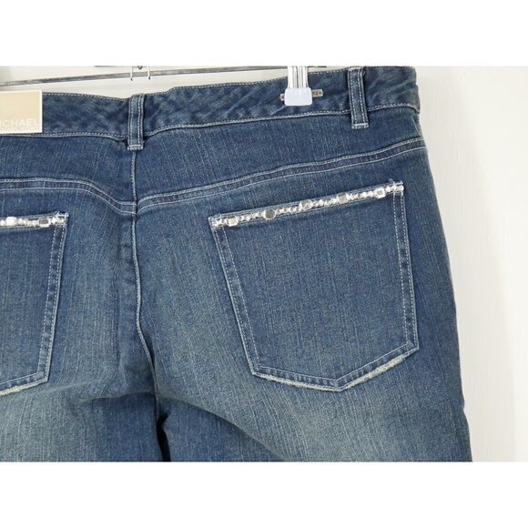 NWT Vintage Michael Kors Jeweled Flare Jeans Blue 14 - Picture 4 of 5